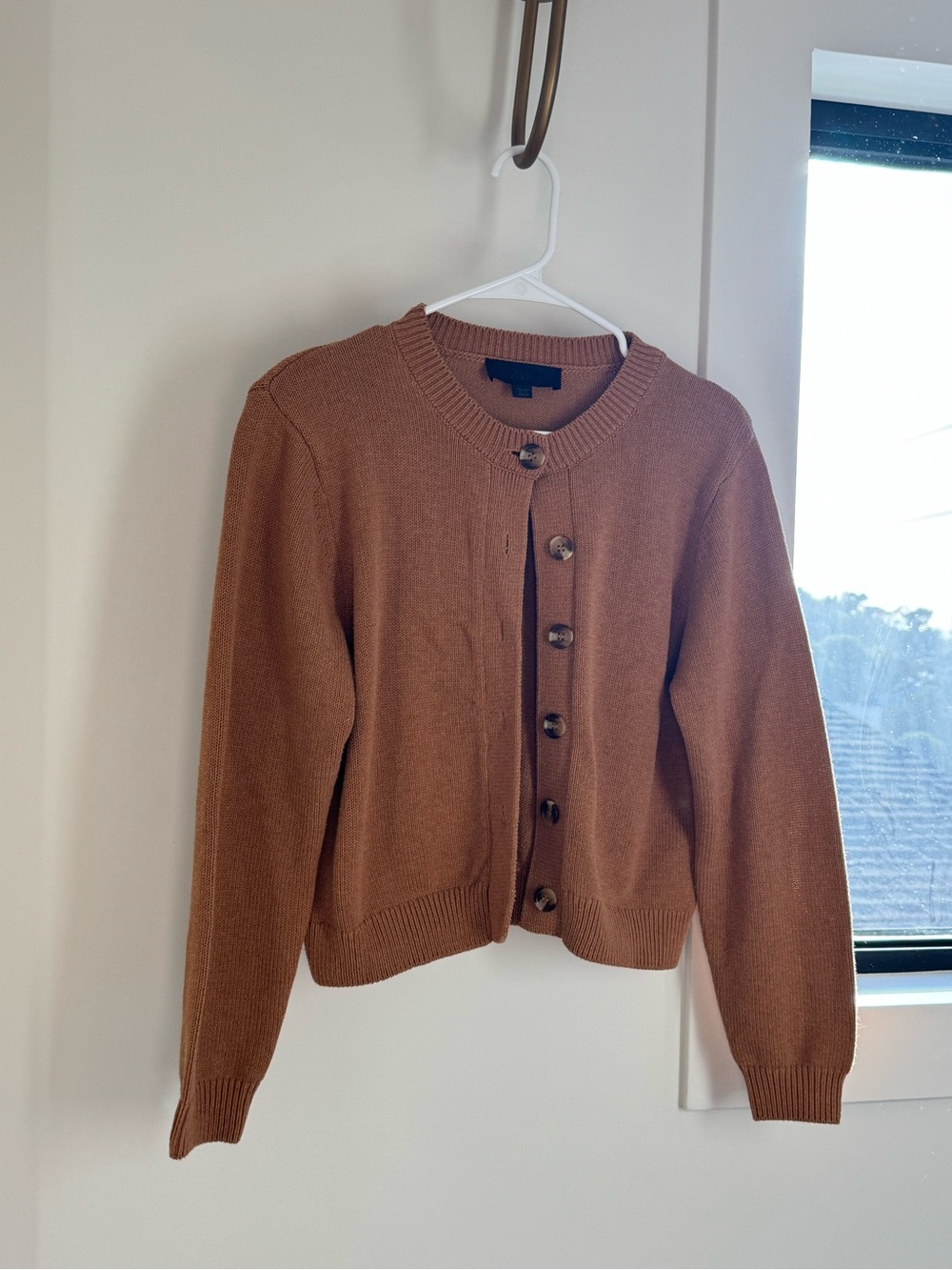 Zara Chestnut Brown Round-Neck Button Cardigan